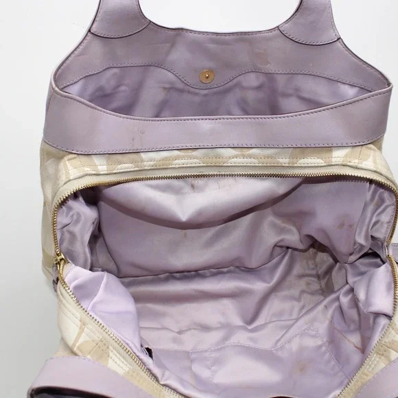 Coach Signature C Monogram Tote Bag Lavender Leather Accents